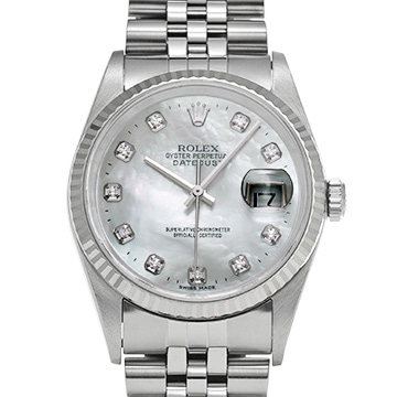 ロレックス デイトジャスト 16234NG ホワイトシェル/ダイヤモンド メンズ 時計 【中古】【wristwatch】