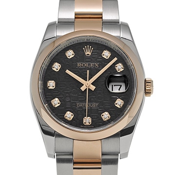 ロレックス デイトジャスト 116201G ブラックコンピュータ/ダイヤモンド メンズ 時計 【中古】【wristwatch】