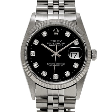 ロレックス デイトジャスト 16234G ブラック/ダイヤモンド メンズ 時計 【中古】【wristwatch】