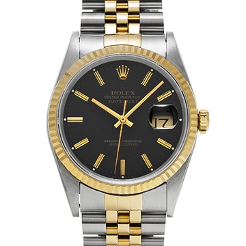 ロレックス デイトジャスト 36 16233 ブラック メンズ 時計 【中古】【wristwatch】