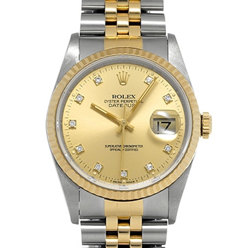 ロレックス デイトジャスト 16233G シャンパン/ダイヤモンド メンズ 時計 【中古】【wristwatch】