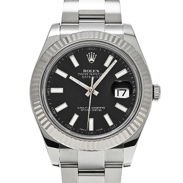ロレックス デイトジャストII 116334 ブラック メンズ 時計 【中古】【wristwatch】