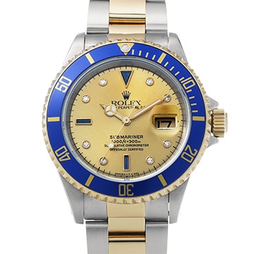 ロレックス サブマリーナ デイト 16613SG シャンパン/サファイア/ダイヤモンド メンズ 時計 【中古】【wristwatch】