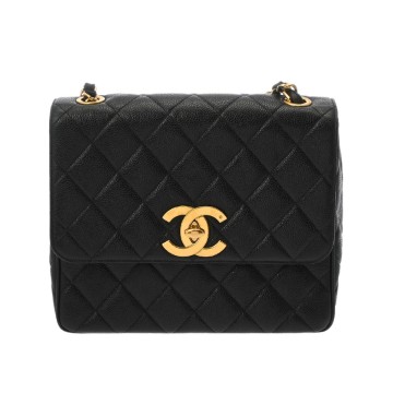 シャネル マトラッセ チェーンショルダー  ブラック A01165 キャビアスキン レディース バッグ 【中古】【bag】