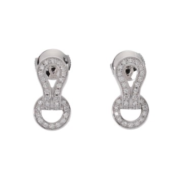 カルティエ アグラフ ピアス ダイヤ シルバー - K18ホワイトゴールド WG レディース ジュエリー 【中古】【jewelry】