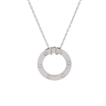 カルティエ ラブ ネックレス 3Pダイヤ シルバー K18ホワイトゴールド WG レディース ジュエリー 【中古】【jewelry】