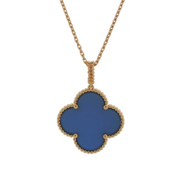 ヴァン クリーフ&アーペル マジックアルハンブラ ロング ブルーアゲート ゴールド K18イエローゴールド YG レディース ジュエリー 【中古】【jewelry】