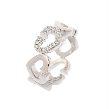 カルティエ 2Cハートリング #48 シルバー B4041548 K18ホワイトゴールド WG レディース ジュエリー 【中古】【jewelry】