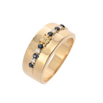 セリーヌ ダイヤ ブルーサファイア リング #1 ゴールド K18イエローゴールド YG レディース ジュエリー 【中古】【jewelry】