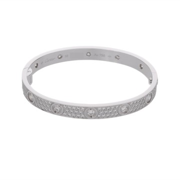 カルティエ ラブブレスレット パヴェダイヤ #16 シルバー K18ホワイトゴールド WG レディース ジュエリー 【中古】【jewelry】