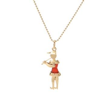 ポメラート 笛吹きモチーフ 色石 ネックレス ゴールド K18イエローゴールド YG レディース ジュエリー 【中古】【jewelry】