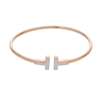 ティファニー Tワイヤーブレスレット ホワイトシェル ゴールド K18ピンクゴールド PG レディース ジュエリー 【中古】【jewelry】