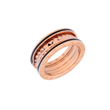 ブルガリ B-ZERO1 ロック リング #56 ゴールド K18ピンクゴールド PG/セラミック メンズ ジュエリー 【中古】【jewelry】