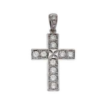 ノーブランド クロス ダイヤ 1.10ct 0.04ct シルバー K18ホワイトゴールド WG ユニセックス ジュエリー 【中古】【jewelry】