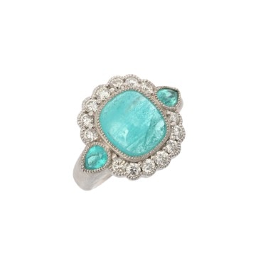 ノーブランド パライバトルマリン3.58ct  ダイヤ0.77ct ブラジル産 シルバー Pt900プラチナ レディース ジュエリー 【中古】【jewelry】