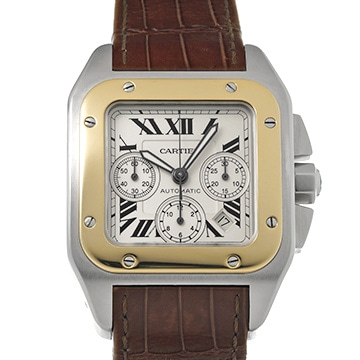 カルティエ サントス 100 クロノグラフ XL W20091X7 シルバー メンズ 時計 【中古】【wristwatch】