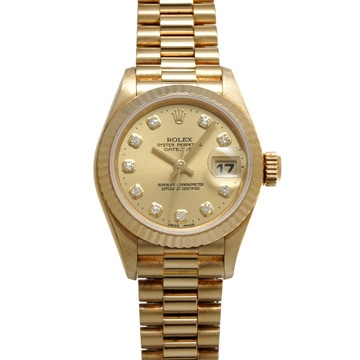 ロレックス デイトジャスト 10Pダイヤ 69178G シャンパン/ダイヤモンド レディース 時計 【中古】【wristwatch】