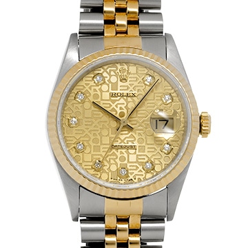 ロレックス デイトジャスト 16233G シャンパンコンピュータ/ダイヤモンド メンズ 時計 【中古】【wristwatch】