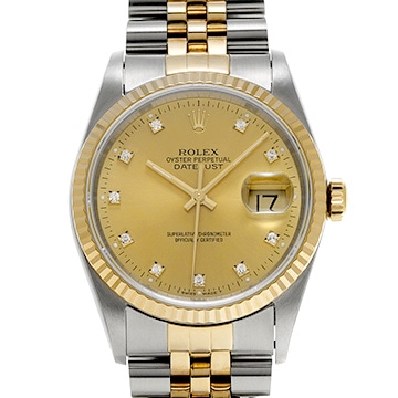 ロレックス デイトジャスト 16233G シャンパン/ダイヤモンド メンズ 時計 【中古】【wristwatch】