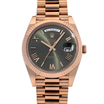 ロレックス デイデイト 40 228235 オリーブグリーン/エバーローズゴールド メンズ 時計 【中古】【wristwatch】