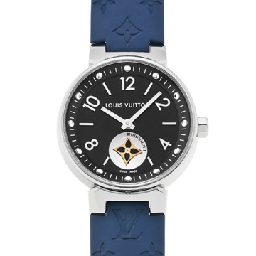 ルイ ヴィトン タンブール ムーンスター Q8J11 ブラック レディース 時計 【中古】【wristwatch】