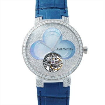 ルイ ヴィトン タンブールスリム トゥールビヨン Q1HB00 ダイヤモンド/ブルーシェル メンズ 時計 【中古】【wristwatch】