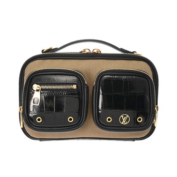 ルイ ヴィトン ユーティリティ クロスボディ ブラック - クロコダイル/キャンバス レディース バッグ 【中古】【bag】