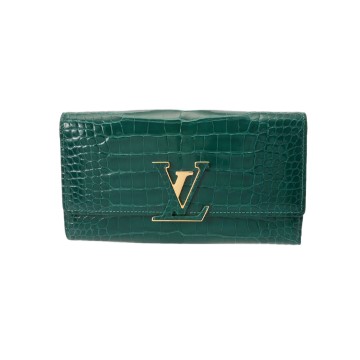 ルイ ヴィトン ポルトフォイユ カプシーヌ グリーン クロコダイル レディース 財布 【中古】【purse】