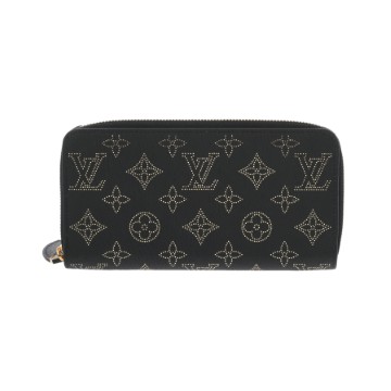 ルイ ヴィトン モノグラムマヒナ ジッピーウォレット ブラック M82645 レザー レディース 財布 【中古】【purse】