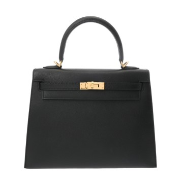 エルメス ケリー 25 外縫い ブラック ヴォーエプソン レディース バッグ 【中古】【bag】