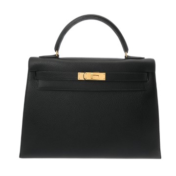 エルメス ケリー 32 外縫い 2WAY ブラック アルデンヌ レディース バッグ 【中古】【bag】