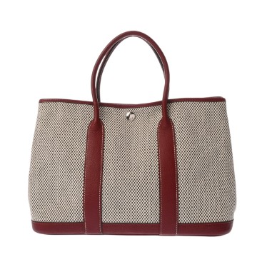 エルメス ガーデンパーティ TPM エクリュ/ルージュアッシュ トワルGM/レザー レディース バッグ 【中古】【bag】