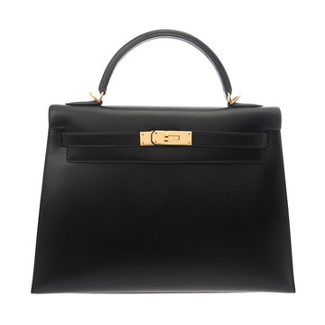 エルメス ケリー 32 外縫い 2WAY ブラック ボックスカーフ レディース バッグ 【中古】【bag】