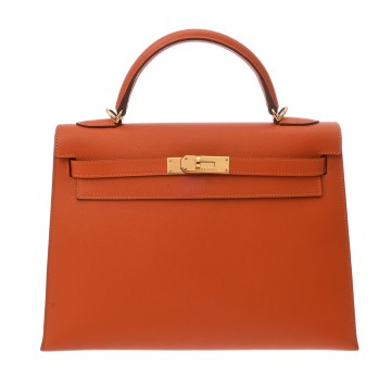 エルメス ケリー 32 外縫い 2WAY オレンジ ヴォーエプソン レディース バッグ 【中古】【bag】