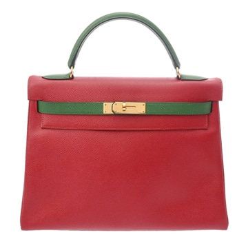 エルメス ケリー 32 内縫い 2WAY バイカラー ルージュヴィフ/グリーン クシュベル レディース バッグ 【中古】【bag】