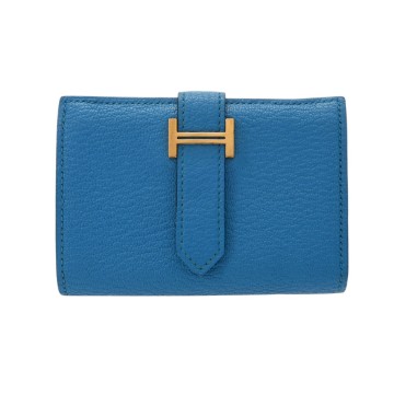 エルメス ベアン ミニ ブルーフリーダ シェーブル レディース 財布 【中古】【purse】