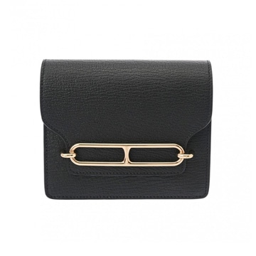 エルメス ロウリス スリムウォレット ブラック シェーブル レディース 財布 【中古】【purse】