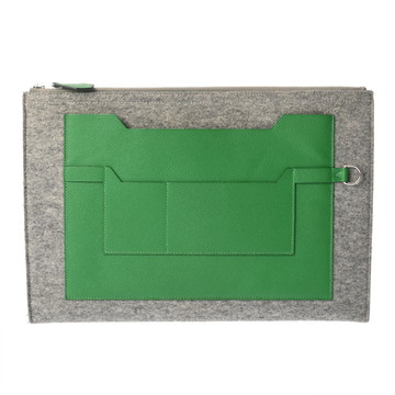 エルメス トゥードゥー 37 グレー/グリーン フェルト/ヴォーエプソン ユニセックス バッグ 【中古】【bag】