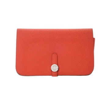 エルメス ドゴン GM ルージュピヴォワンヌ トゴ ユニセックス 財布 【中古】【purse】