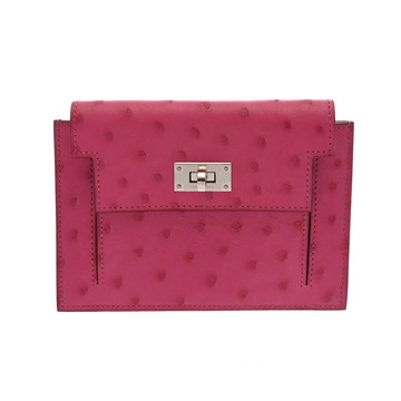 エルメス ケリーポケットコンパクト 財布 ローズディリアン オーストリッチ レディース 財布 【中古】【purse】
