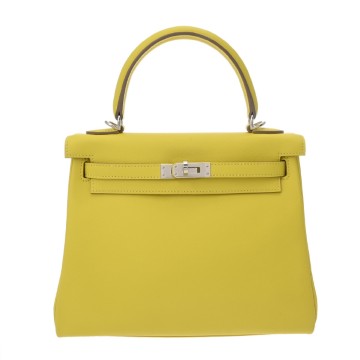 エルメス ケリー 25 内縫い 2WAY ライム ヴォースイフト レディース バッグ 【中古】【bag】