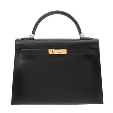 エルメス ケリー 32 外縫い 2WAY ブラック ボックスカーフ レディース バッグ 【中古】【bag】