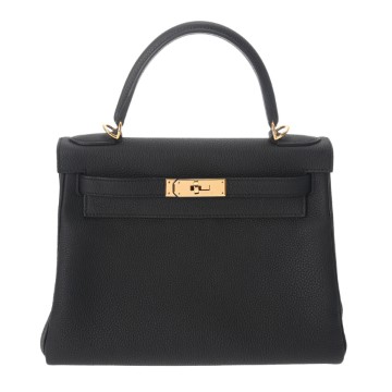 エルメス ケリー 28 内縫い 2WAY ブラック トゴ レディース バッグ 【中古】【bag】