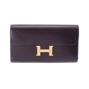 エルメス コンスタンス トゥーゴー レザン/ゴールド金具 ボックスカーフ レディース 財布 【中古】【purse】