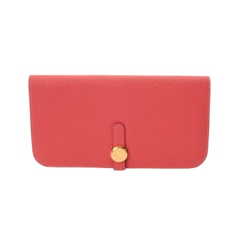 エルメス ドゴンロング ルージュピヴォワンヌ トゴ ユニセックス 財布 【中古】【purse】