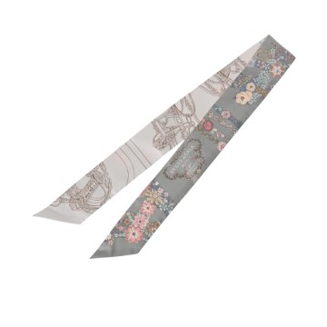 エルメス ツイリー BRIDES DE GALA EN FLEUR&EYELINER カーキ系/ホワイト/マルチカラー 064220S シルク100％ レディース 【新品】【other】