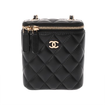 シャネル マトラッセ ヴァニティケース ブラック ラムスキン レディース バッグ 【未使用】【bag】