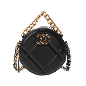シャネル シャネル19 チェーンショルダーバッグ ブラック AP0945 ラムスキン レディース バッグ 【中古】【bag】