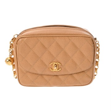 シャネル マトラッセ チェーンショルダー ベージュ キャビアスキン レディース バッグ 【中古】【bag】