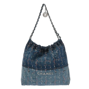 シャネル CHANEL 22 スパンコール ブルー AS3261 デニム/シャイニーカーフスキン レディース バッグ 【中古】【bag】